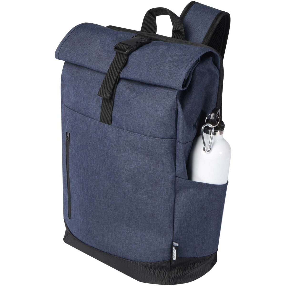 Hoss 15.6" GRS recycled roll-up laptop backpack 12L – Heather navy extra view