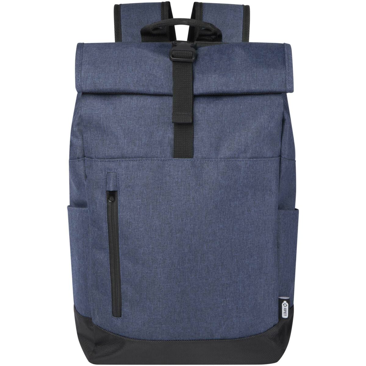 Hoss 15.6" GRS recycled roll-up laptop backpack 12L – Heather navy front view