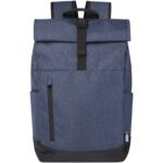 Hoss 15.6" GRS recycled roll-up laptop backpack 12L – Heather navy front view