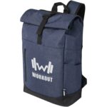 Hoss 15.6" GRS recycled roll-up laptop backpack 12L – Heather navy with logo