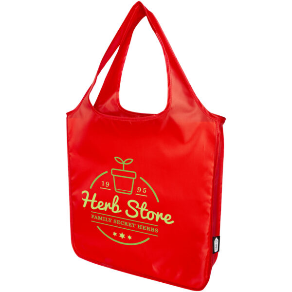 Ash RPET large foldable tote bag 14L – Red with logo