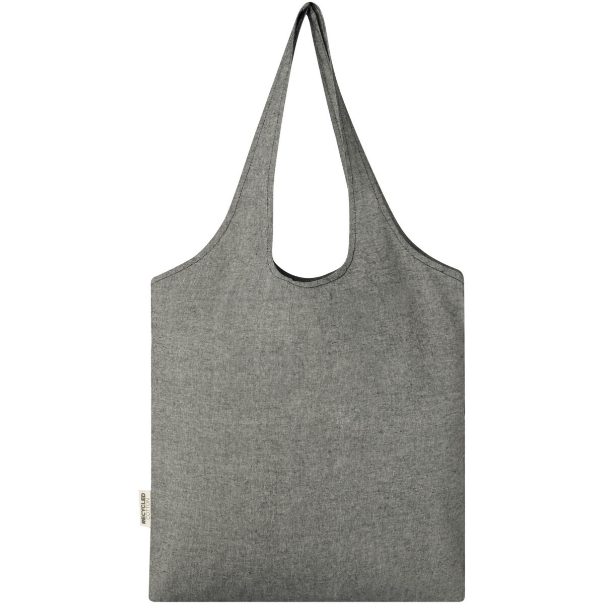 Pheebs 150 g/m² recycled cotton trendy tote bag 7L – Heather black back view