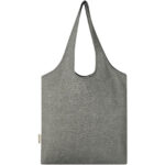 Pheebs 150 g/m² recycled cotton trendy tote bag 7L – Heather black back view