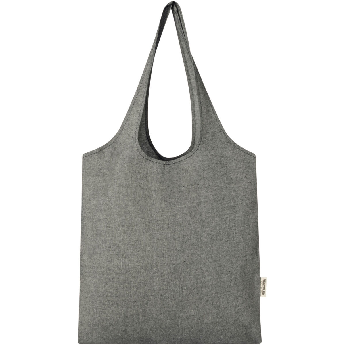 Pheebs 150 g/m² recycled cotton trendy tote bag 7L – Heather black front view