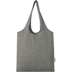 Pheebs 150 g/m² recycled cotton trendy tote bag 7L – Heather black front view