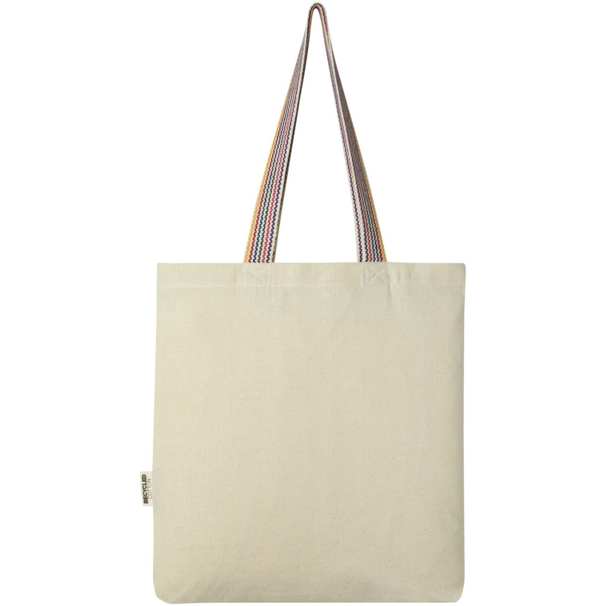 Rainbow 180 g/m² recycled cotton tote bag 5L – Natural back view