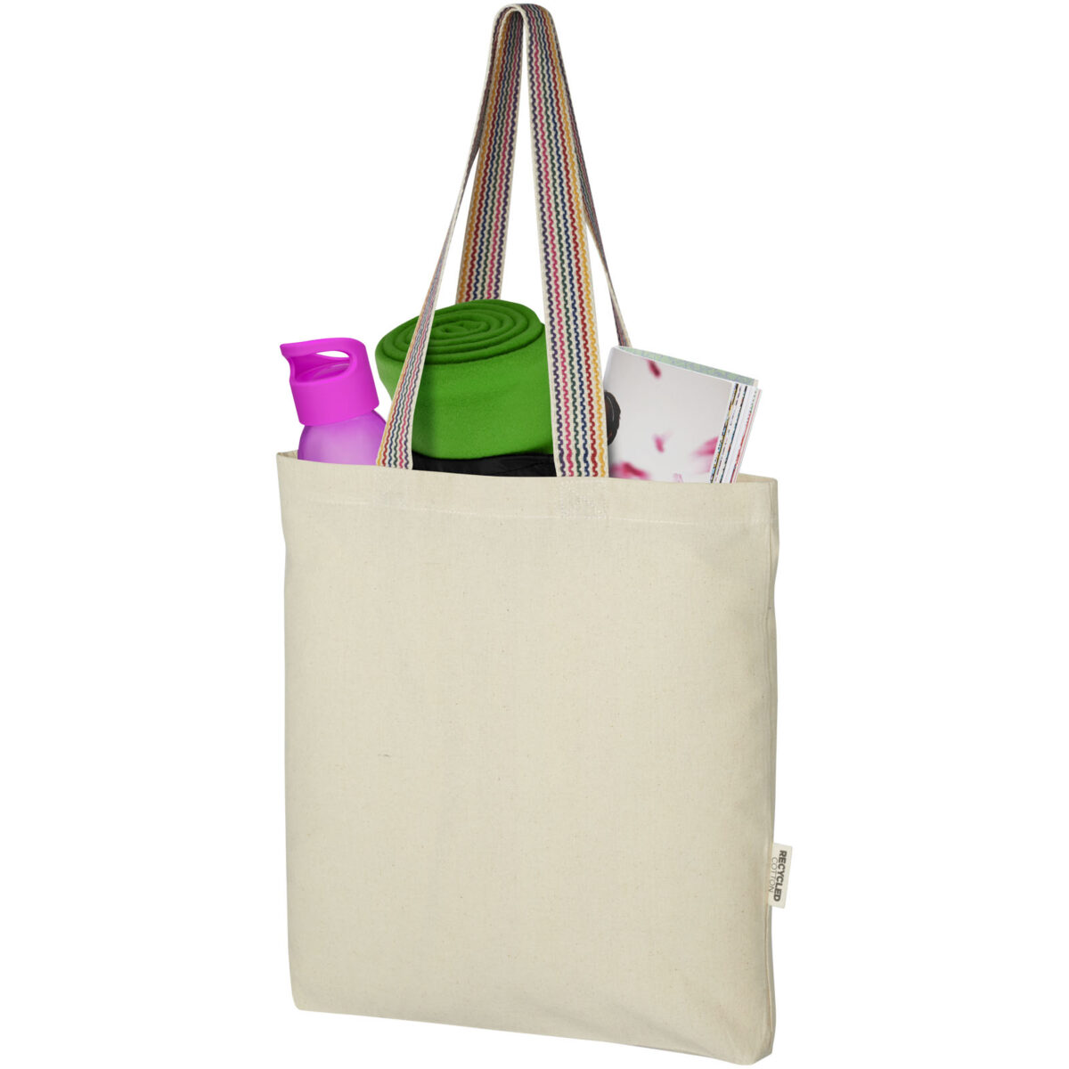 Rainbow 180 g/m² recycled cotton tote bag 5L – Natural extra view