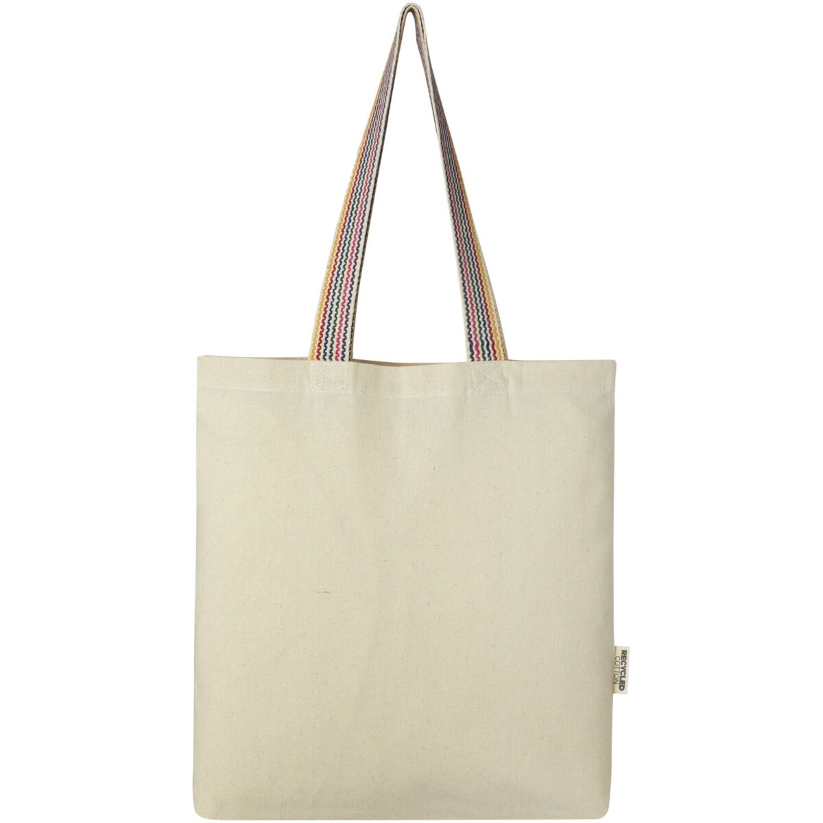 Rainbow 180 g/m² recycled cotton tote bag 5L – Natural front view