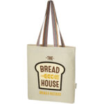 Rainbow 180 g/m² recycled cotton tote bag 5L – Natural with logo