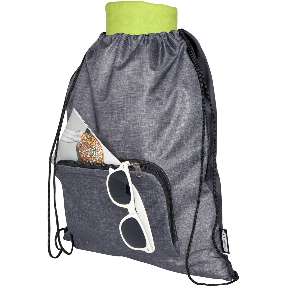 Ash recycled foldable drawstring bag 7L – Heather grey extra view