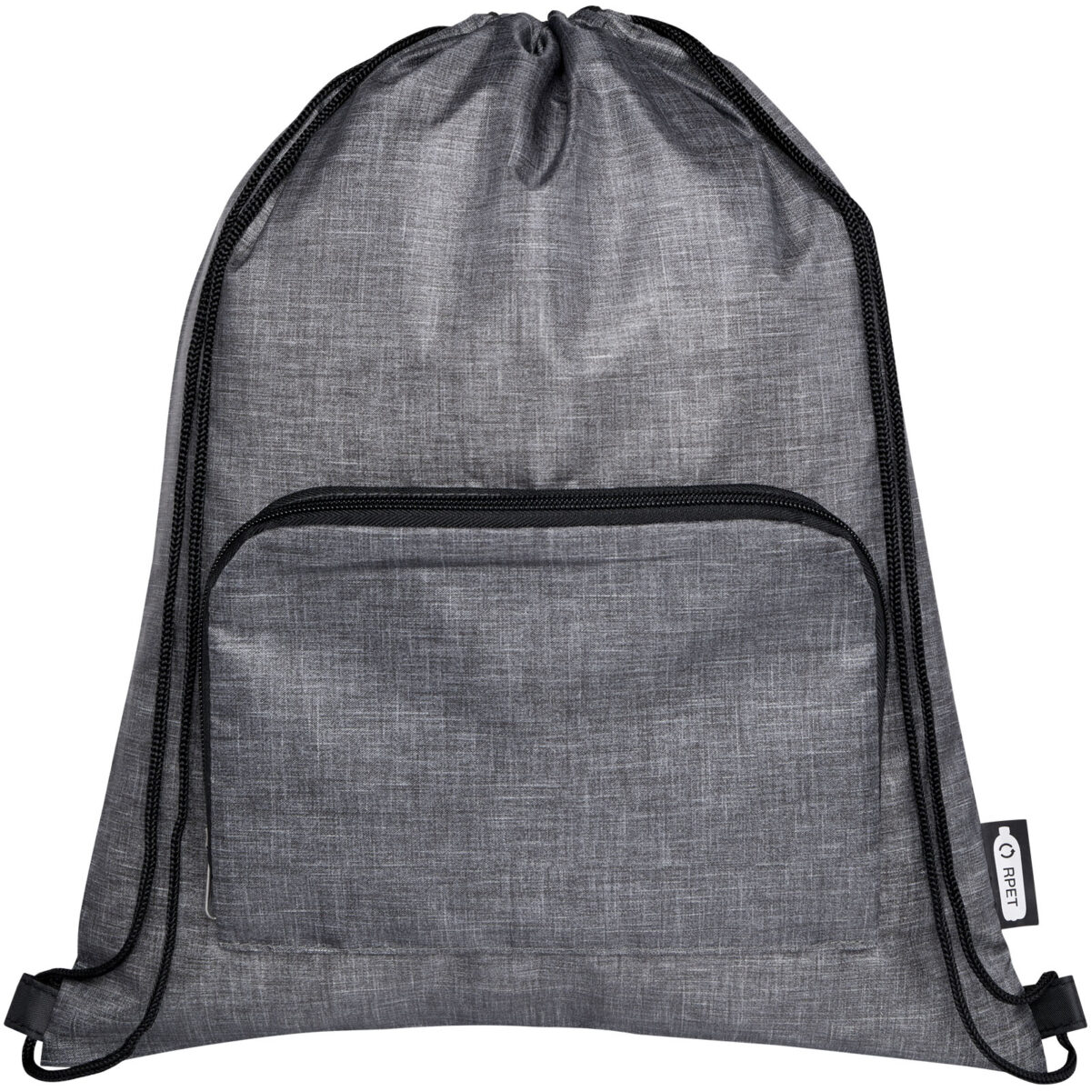 Ash recycled foldable drawstring bag 7L – Heather grey front view