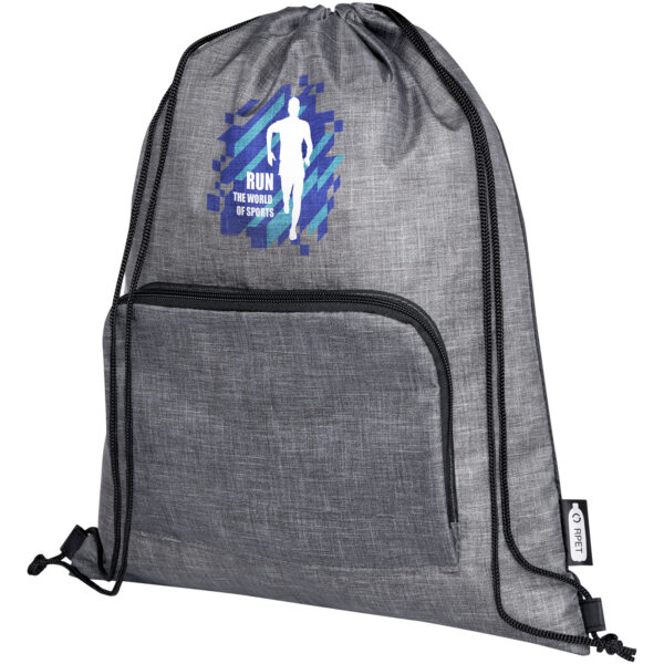 Ash recycled foldable drawstring bag 7L – Heather grey with logo