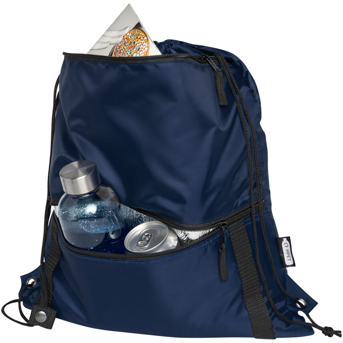 Adventure recycled insulated drawstring bag 9L – Navy extra view