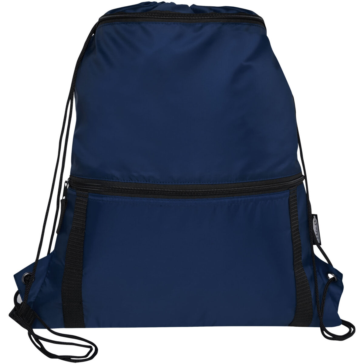 Adventure recycled insulated drawstring bag 9L – Navy front view
