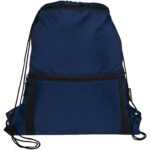 Adventure recycled insulated drawstring bag 9L – Navy front view