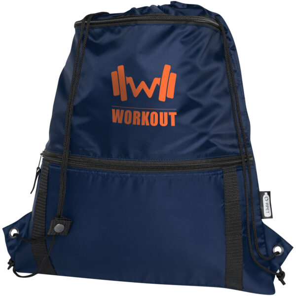 Adventure recycled insulated drawstring bag 9L – Navy with logo