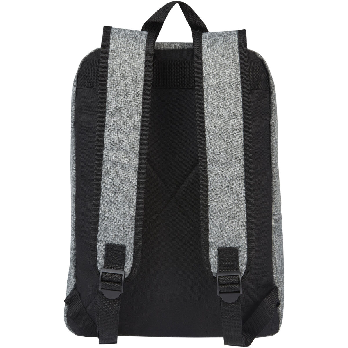 Reclaim 15" GRS recycled two-tone laptop backpack 14L – Solid black back view