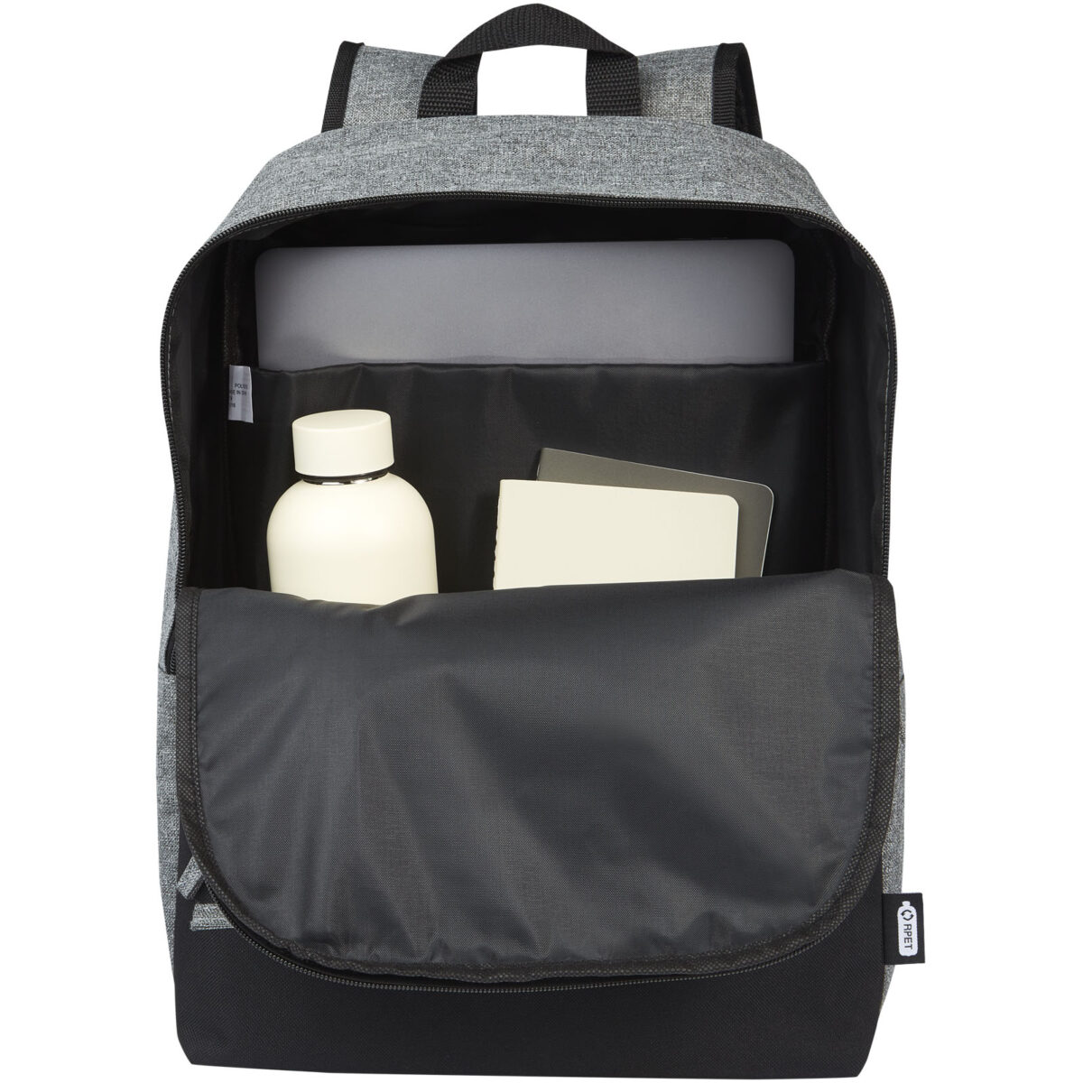 Reclaim 15" GRS recycled two-tone laptop backpack 14L – Solid black extra view