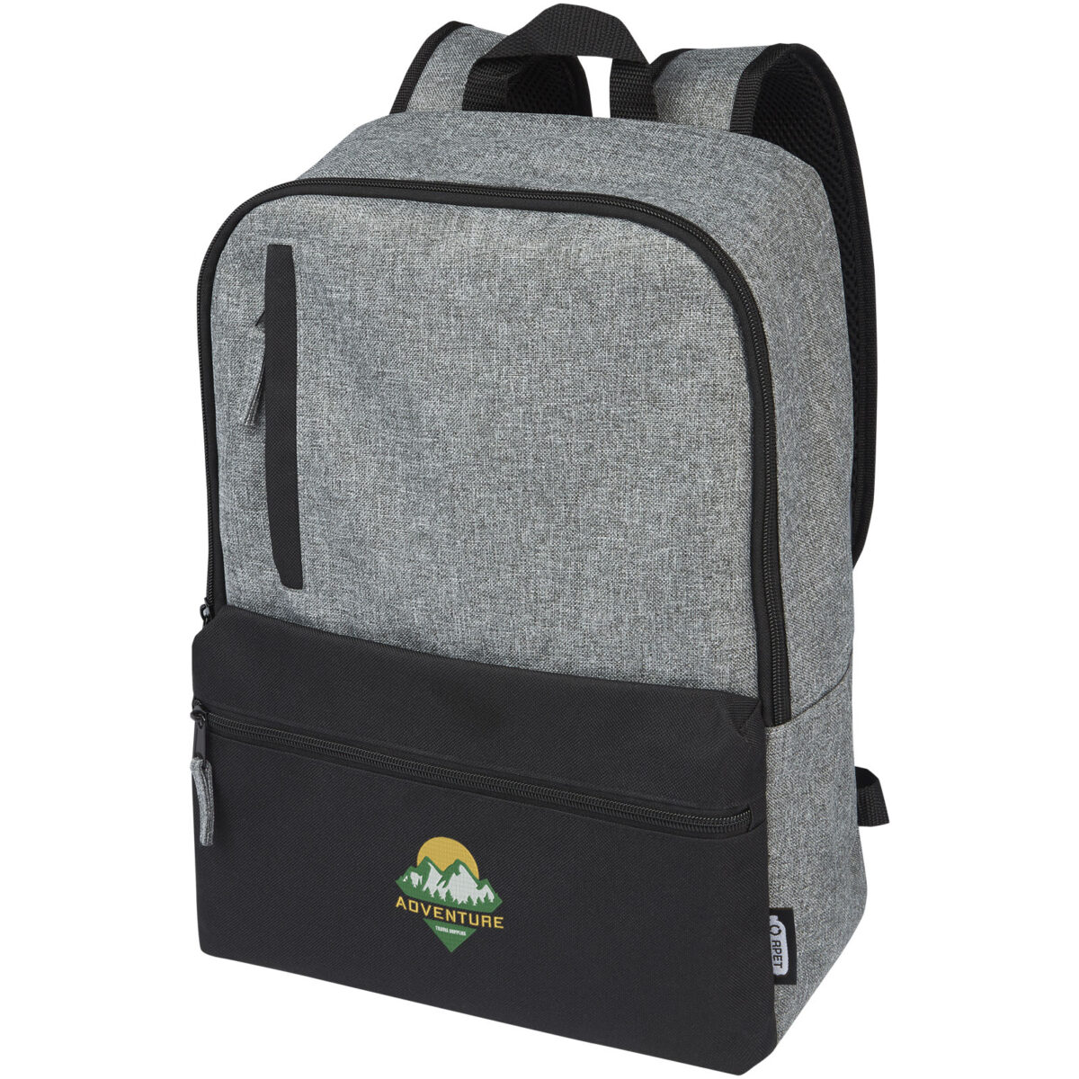 Reclaim 15" GRS recycled two-tone laptop backpack 14L – Solid black with logo