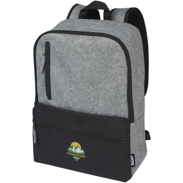 Reclaim 15" GRS recycled two-tone laptop backpack 14L – Solid black with logo