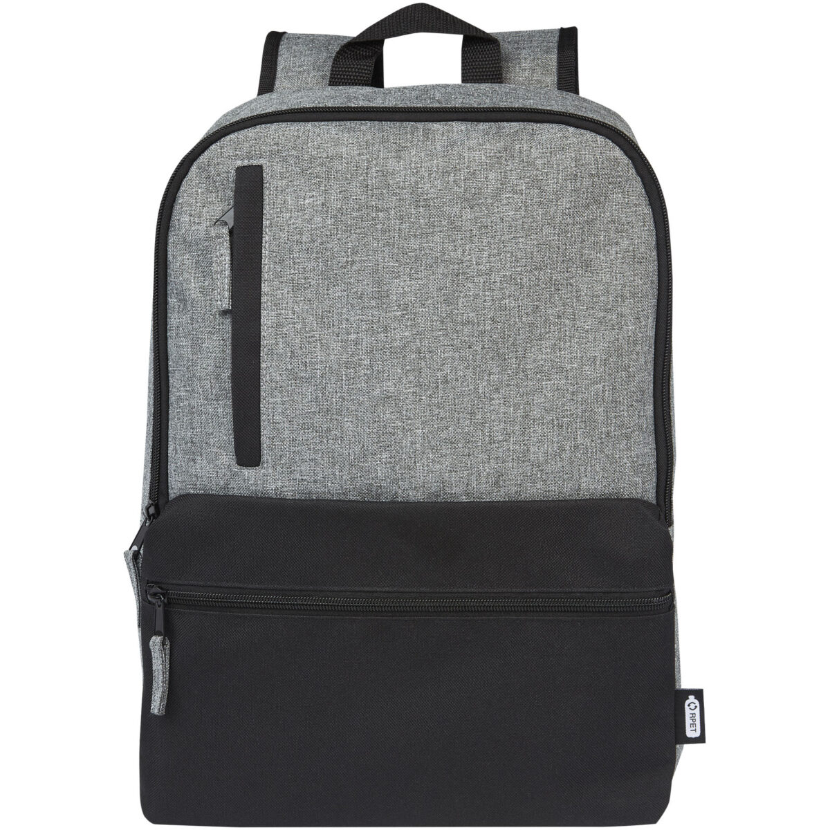 Reclaim 15" GRS recycled two-tone laptop backpack 14L – Solid black front view