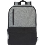 Reclaim 15" GRS recycled two-tone laptop backpack 14L – Solid black front view