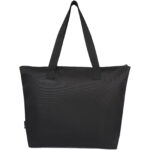 Reclaim GRS recycled two-tone zippered tote bag 15L – Solid black back view