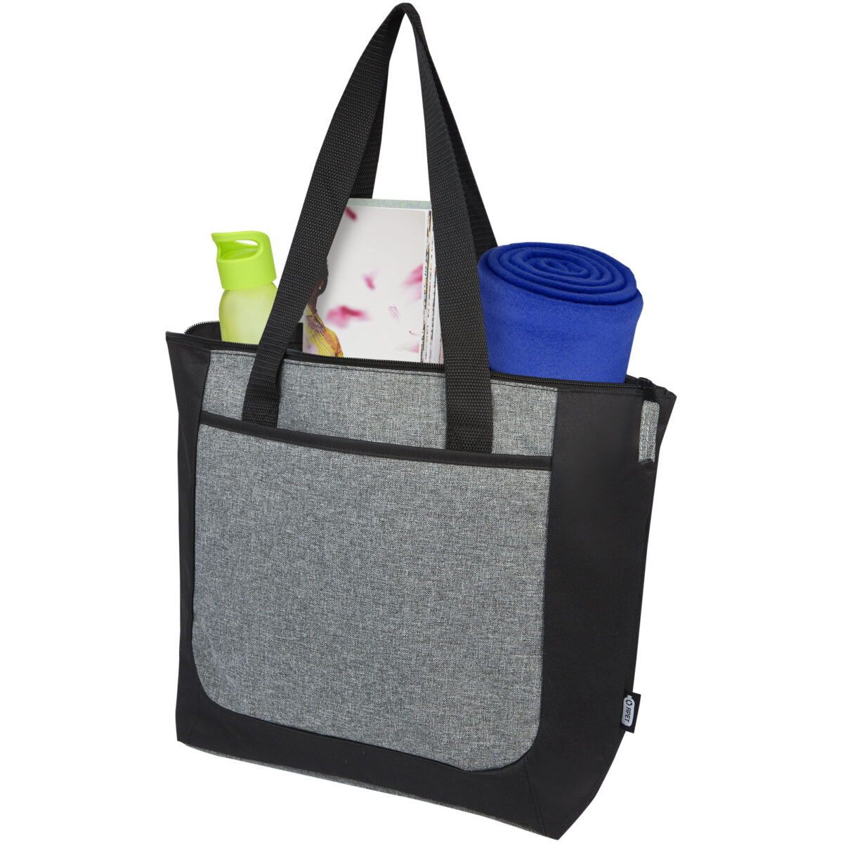 Reclaim GRS recycled two-tone zippered tote bag 15L – Solid black extra view