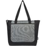 Reclaim GRS recycled two-tone zippered tote bag 15L – Solid black front view