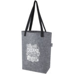 Felta GRS recycled felt tote bag with wide bottom 12L – Medium grey with logo