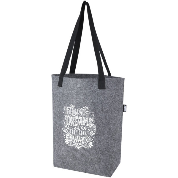 Felta GRS recycled felt tote bag with wide bottom 12L – Medium grey with logo