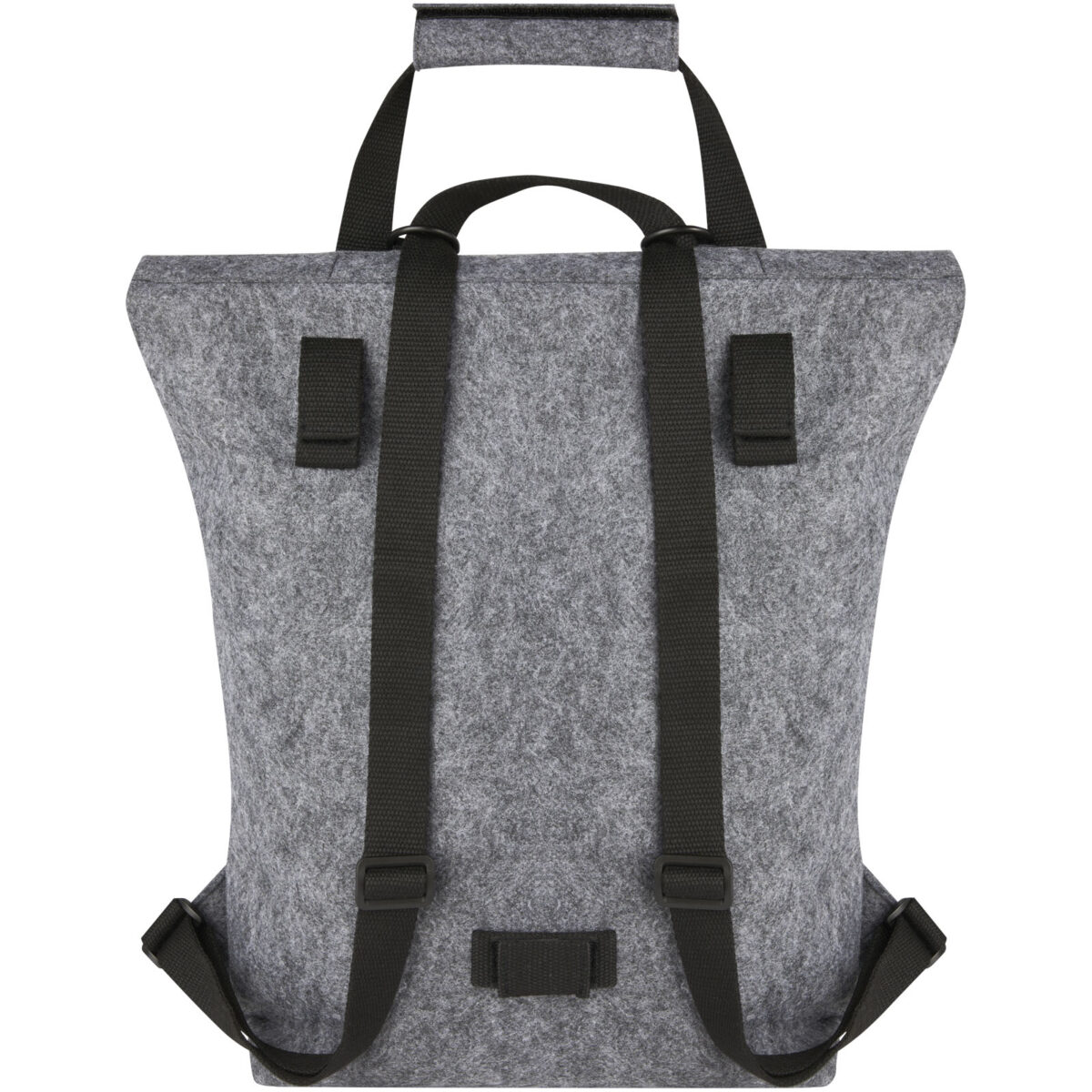 Felta GRS recycled felt roll-top bike bag 13L – Medium grey back view