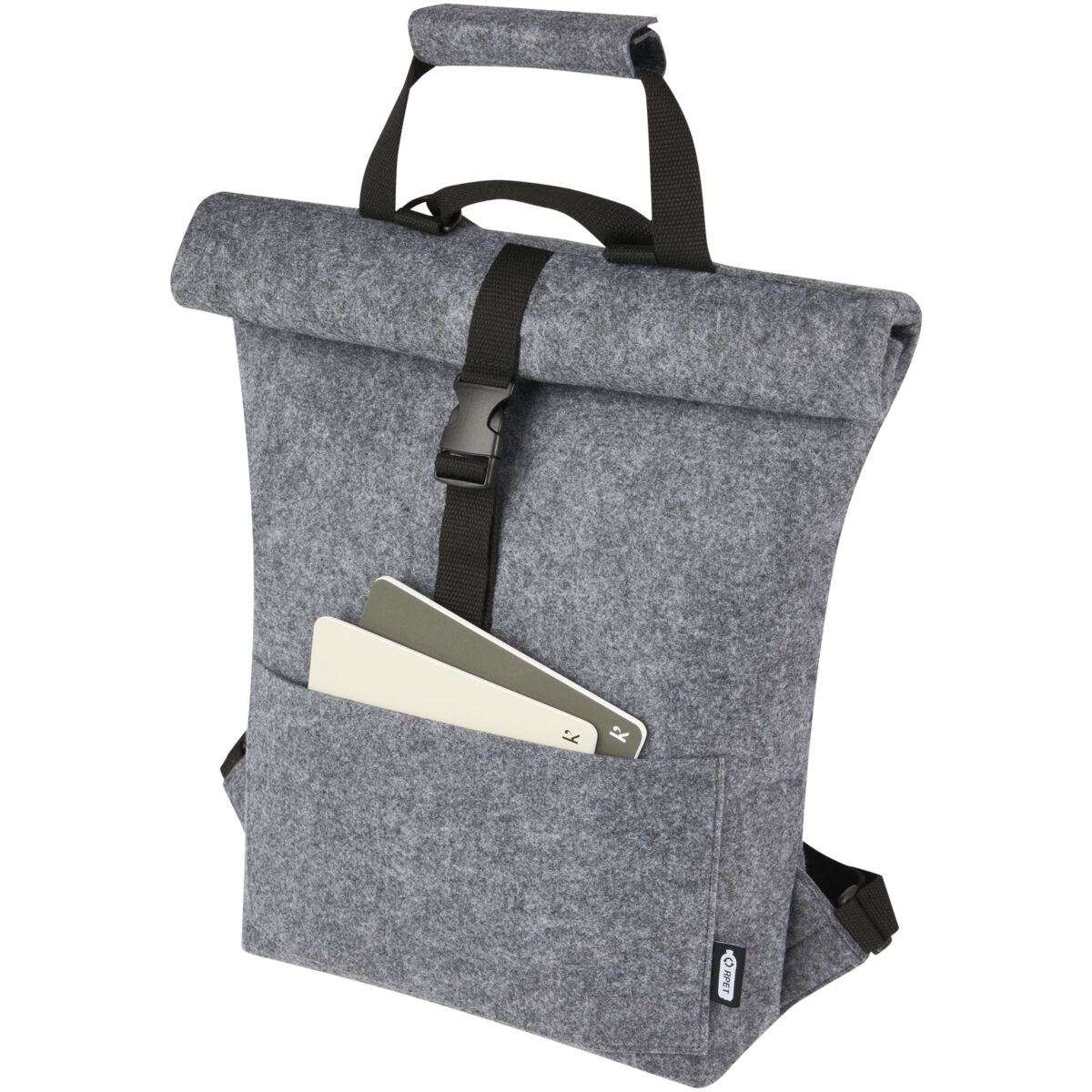 Felta GRS recycled felt roll-top bike bag 13L – Medium grey extra view