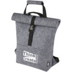 Felta GRS recycled felt roll-top bike bag 13L – Medium grey with logo
