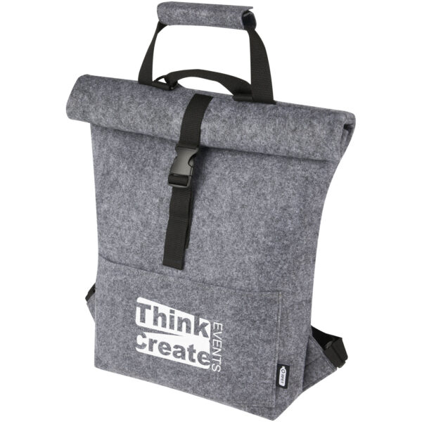 Felta GRS recycled felt roll-top bike bag 13L – Medium grey with logo