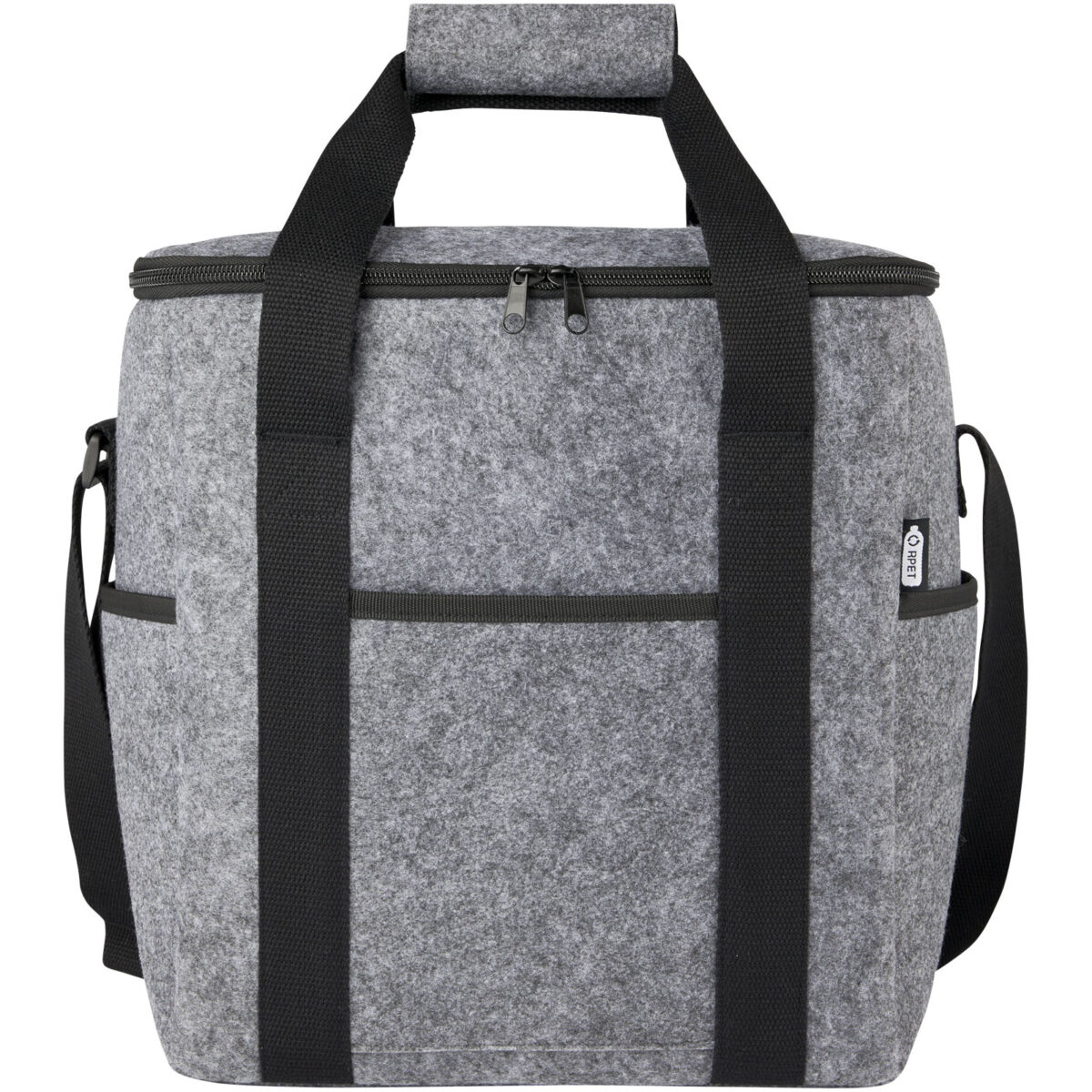 Felta GRS recycled felt bottle cooler bag 21L – Medium grey front view