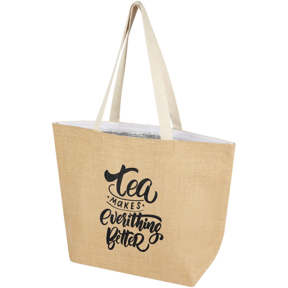 Juta 300 g/m² jute cooler tote bag 12L – Natural with logo
