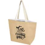 Juta 300 g/m² jute cooler tote bag 12L – Natural with logo
