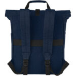 Joey 15” GRS recycled canvas rolltop laptop backpack 15L – Navy back view