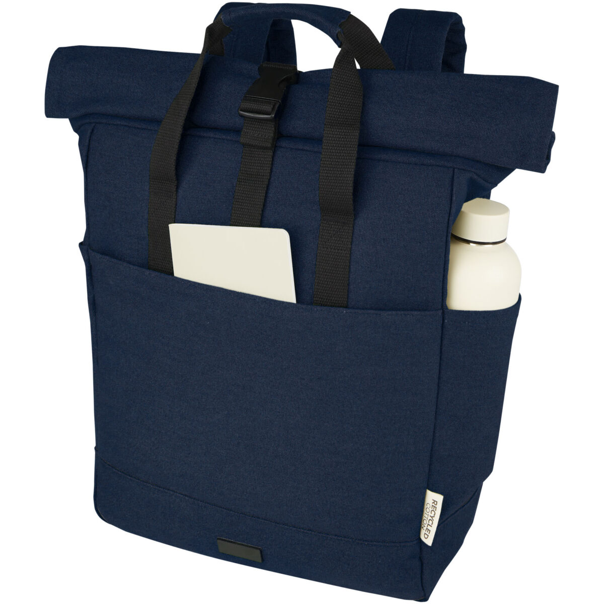 Joey 15” GRS recycled canvas rolltop laptop backpack 15L – Navy extra view