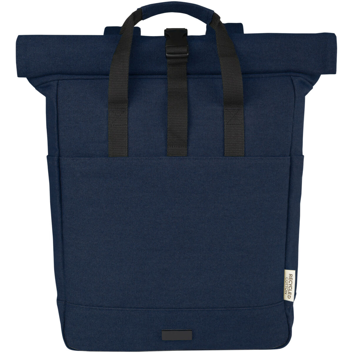 Joey 15” GRS recycled canvas rolltop laptop backpack 15L – Navy front view