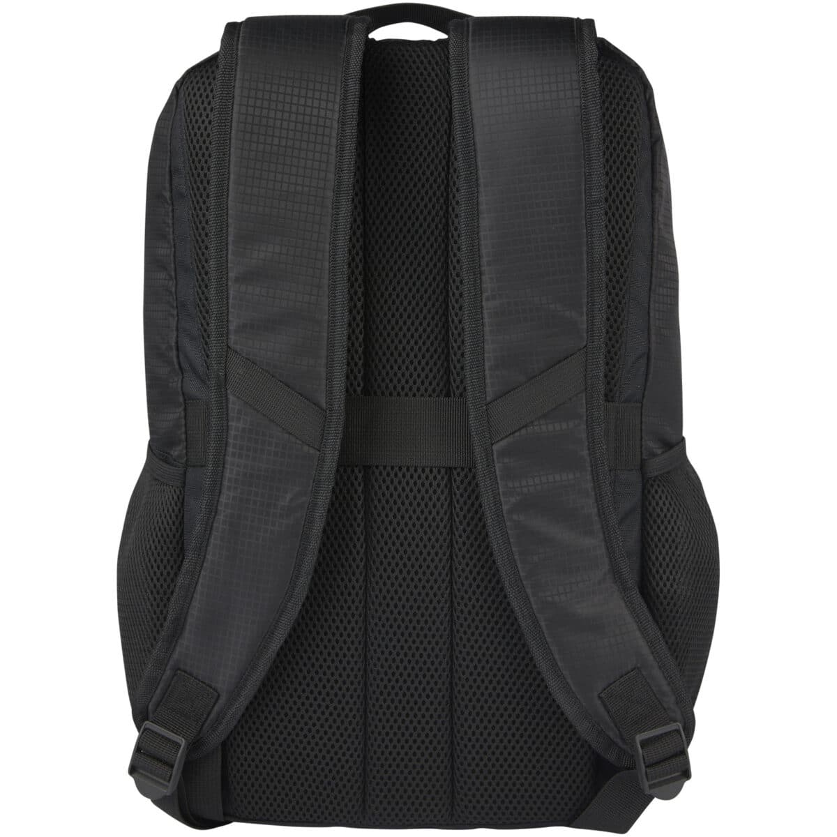 Trailhead 15" GRS recycled lightweight laptop backpack 14L – Solid black back view