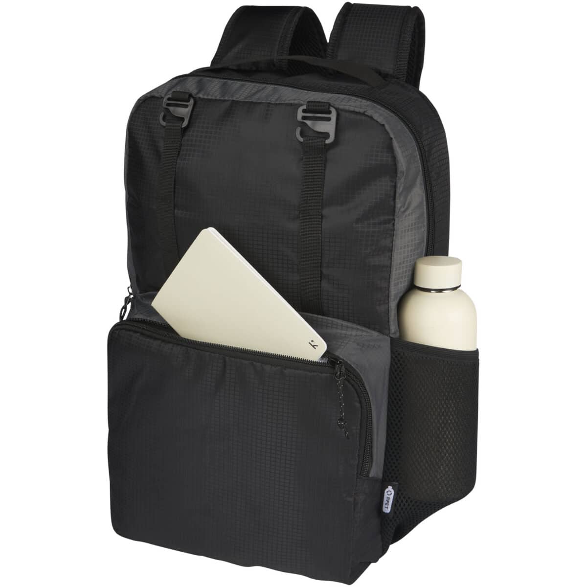 Trailhead 15" GRS recycled lightweight laptop backpack 14L – Solid black extra view