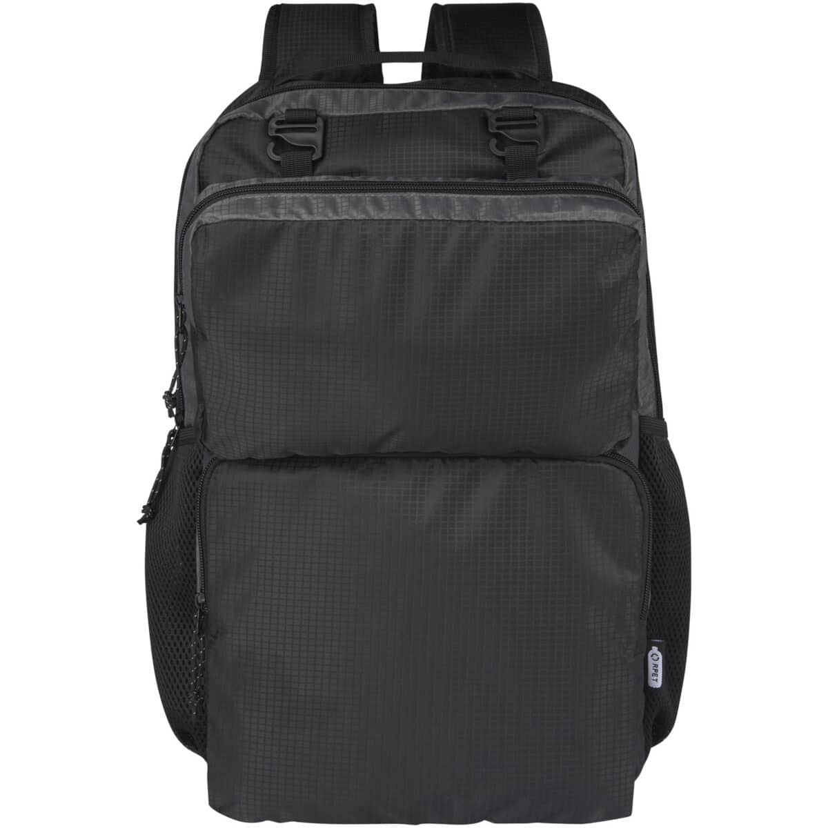 Trailhead 15" GRS recycled lightweight laptop backpack 14L – Solid black front view