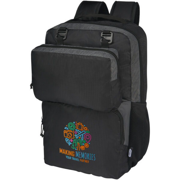 Trailhead 15" GRS recycled lightweight laptop backpack 14L – Solid black with logo
