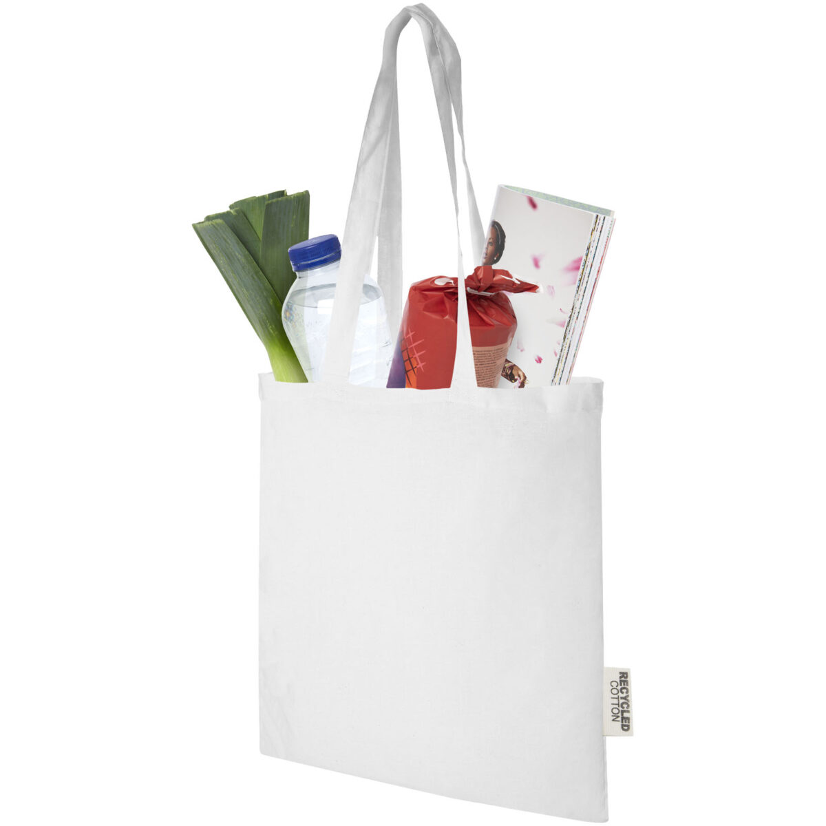 Madras 140 g/m2 GRS recycled cotton tote bag 7L – White extra view