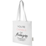 Madras 140 g/m2 GRS recycled cotton tote bag 7L – White with logo