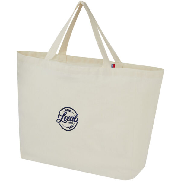 Cannes 200 g/m2 recycled shopper tote bag 10L – Natural with logo