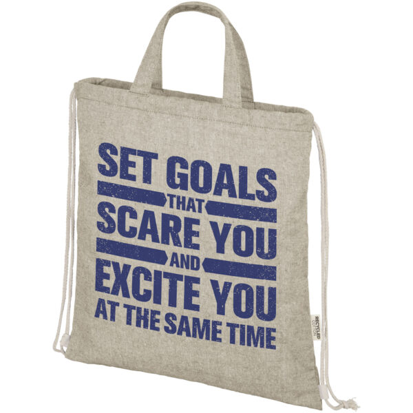 Pheebs 150 g/m² Aware™ drawstring bag – Natural with logo