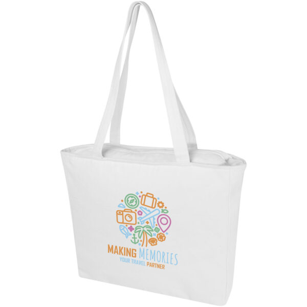 Weekender 500 g/m² Aware™ recycled tote bag – White with logo